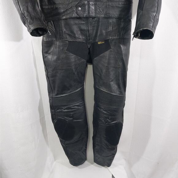 TOP GEAR BY 4 STAR! 100% FINE BLACK GENUINE LEATHER RACING SUIT, ARMORED! SZ L - Picture 5 of 16